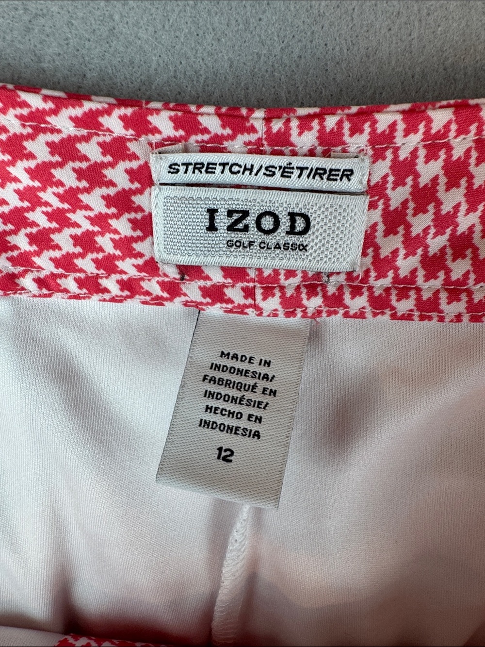 Izod Golf Women's Pink Houndstooth Stretch Golf Skirt Skort w/ Pockets Size 12 - Picture 2 of 9